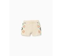 Short En Coton Avec Fleurs Au Crochet Blanc 9/12M(71/74)
