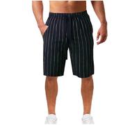 Short en Coton et Lin pour Homme D'Été Shorts de Plage Décontracté Léger Ample Pantacourt Sport Running Cordon Taille Elastique Casual Pantalon Court avec Poches Grande Taille Cadeau Futur Papa