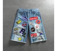Short en jean 5 pouces pour homme, imprimé mode délavé, polyvalent, décontracté et confortable L,M,S,XL,XSgraphique,LettresJean