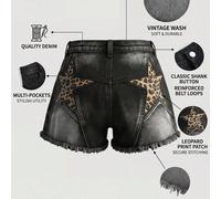Short en jean ajusté bleu clair avec broderie de cerises, style été, décontracté et à la mode, tenue de vacances, style des années 2000, denim confortable et doux. Short en denim ample et décontracté 