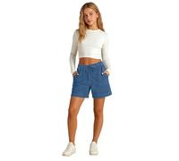 Short en jean ample pour filles - Short d'été à taille élastique avec poches à cordon de serrage - Respirant - Jambe large - Pantalon de sport décontracté