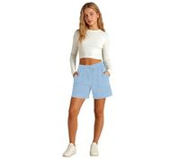 Short en jean ample pour filles - Short d'été à taille élastique avec poches à cordon de serrage - Respirant - Jambe large - Pantalon de sport décontracté
