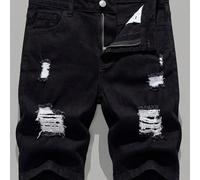 Short en jean blanc déchiré, style décontracté Y2K avec design découpé et effiloché pour garçon ado. Short skinny déchiré pour vêtements de garçon ado, doux et confortable pour le port quotidien, idéa