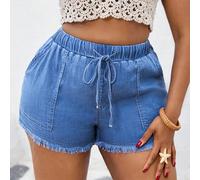 Short en jean bleu taille élastique ajusté, été, vacances, Pâques, printemps, western, bureau pour femmes, rave, baby shower, Cottagecore, campagne, pour femme, Nashville, remise des diplômes, tenue w