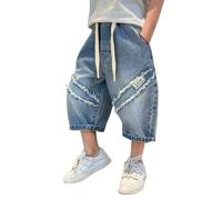 Short en Jean Confortable pour garçons Baggy Jeans Shorts Longueur Genou et Bermudas Unisexe Léger Respirant Casual Sport Sweatpants Ado Garcon 4-14 Ans