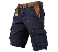 Short en jean de couleur unie pour homme avec taille élastique, plusieurs poches, short robuste pour homme, short durable en tissu indéchirable, pantalon durable pour l'extérieur, pantalon cargo léger