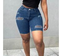 Short en jean déchiré élastique casual d'été pour femmes avec décoration de moustaches de chat. Accentue les courbes. Convient pour les vacances, la plage, les concerts, les festivals, mettant en vale