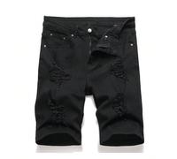 Short en jean décontracté polyvalent pour homme, pour le quotidien et les voyages, avec poche, bouton et design usé, style vacances L,M,S,XL,XXL,XXXLUnicoloreJean