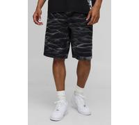 Short en jean délavé texturé à imprimé parachute homme - bleu - 34, bleu