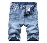 Short En Jean D'Été Homme Pantalon Court Denim Casual Jean Bermuda Coupe Slim Short En Jean Tendance à Coutures Décontractées Pantalon Longueur Genou à Taille élastique Pantalon Respirant Pas Cher