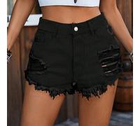 Short en jean distressé élégant de style vacances, étudiant, collège pour dames. Style musical polyvalent, décontracté et sexy pour les festivals de printemps et d'été. Noir L,M,S,XL,XS,XXLJean