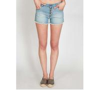 Short en jean droit - Bérénice - Couleur bleue - 98% coton - Ouverture 4 boutons 38