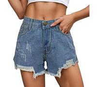 Short en Jean Femme Bermuda Jeans Tenue Plage Robe Ete Fluide Jambe Droite Extensible pour L'été Décontracté Et Voyage Pantalon Court Shorts Bermudas Esprit BU2-B S