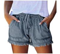 Short en Jean Femme Grande Taille Bermuda Jeans Printemps Été Pantacourt Droit Chic Denim Shorts en Jean Large Baggy Boyfriend Sexy Hot Pants avec Poches Décontracté Pantacourt Pas Cher Vente Flash