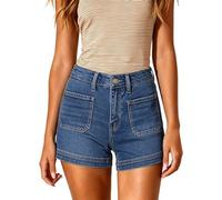 Short en Jean Femme Jeans Bermuda Long Shorts Et Bermudas Esprit Robe Taille Haute Grande Cargo Élastique avec Ourlet Effiloché Fente Décontractés pour Noir Jupe Droite Bleu foncé-b XL