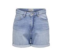 Only Shorts en jean pour femme – Bermudas taille haute, été confortable – Bleu clair Taille L