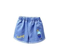 Short en Jean Fille 2-12 Ans Pantalon Court en Jean Ado Ete Fluide Large Short Coton été Filles Ample Chic Casual Sport Plage Vacances Confortable Shorts et Bermudas en Denim