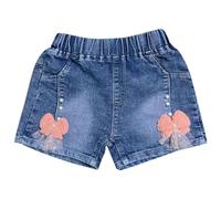 Short en Jean Fille Taille Elastique 2-7 Ans Pantalon Court en Jean Ado Ete Fluide Large Short été Filles Ample Chic Casual Sport Plage Vacances Confortable Shorts et Bermudas