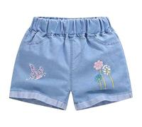 Short en Jean Fille Taille Elastique 3-10 Ans Pantalon Court en Jean Ado Ete Fluide Large Short Coton été Filles Ample Chic Casual Sport Plage Vacances Confortable Shorts et Bermudas