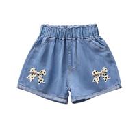 Short en Jean Fille Taille Elastique 3-10 Ans Pantalon Court en Jean Ado Ete Fluide Large Short Coton été Filles Ample Chic Casual Sport Plage Vacances Confortable Shorts et Bermudas