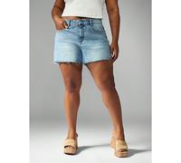 Short en jean grande taille, taille mi-haute, ourlet brut, longueur mi-cuisse, décontracté, déchiré, en coton, pour l'été, les festivals, les week-ends et les vacances à la plage 0XL,1XL,2XL,3XL,4XLUn