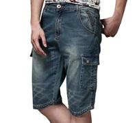 Short en Jean Homme Baggy, Bermuda Cargo Homme, Shorts Et Bermudas Séchage Rapide Coupe Ample Couleur Unie Pantalon Court Respirant Droit Pantacourt Taille Elastique Loisirs Jogging Plage