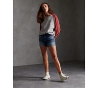 Superdry Mid Length Denim Shorts Bleu 27 Femme