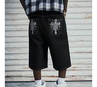 Short en jean noir ample pour homme, style hip-hop, avec cordon de serrage, poches, fermeture éclair, léger, respirant, frais, décontracté et confortable, cadeau pour petit ami, mari ou père L,M,S,XL,