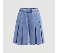 Short en jean plissé ample et droit pour préadolescentes, styles courts et longs, festival de musique d'été 7Y,8Y,9Y,10Y,11Y,12YgraphiquePolyester