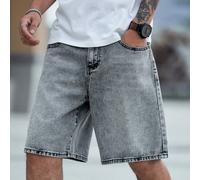 Short en jean pour homme avec poches inclinées, short en jean uni d'été pour sortir, jorts en jean ample gris clair. Pour maris, cadeaux pour petit-ami. L,M,S,XL,XS,XXLUnicoloreJean