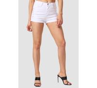 Short en jean taille haute pour femme Bermuda stretch avec paillettes NEUF