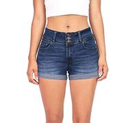 Short en jean vintage pour femme - Short enroulable - Coupe ajustée - Taille moyenne - Classique - Bermuda pour jeunes - Harajuku - Streetwear - Ourlet retourné - Tendance - Pantalon d'été cowgirls