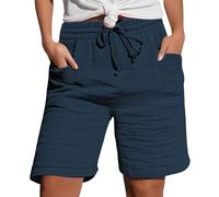 Short en Lin Femme Été Fluide Pantacourts Élastique Décontracté Chic Bermuda Grande Taille avec Poches Confortable Shorts De Plage Jogging Pas Cher Ample Pantalons Court De Sport