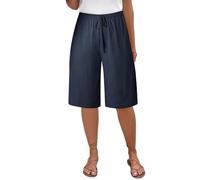Short en lin pour femme, coupe décontractée, jambe droite, mi-long, short d'été décontracté, short de plage, de yoga, bermuda extensible avec cordon de serrage pour la marche, le sport,