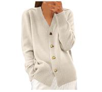 Short en Maille à Manches Longues et col en V pour Femme, Couleur Unie, décontracté, Pull boutonné Vestes Femmes