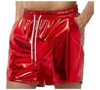 Short en métal brillant pour homme - Pour discothèque, fête disco,avec taille élastique et cordon de serrage brillant tenue holographique disco short