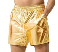Short en métal brillant pour homme - Pour discothèque, fête disco,avec taille élastique et cordon de serrage brillant tenue holographique disco short