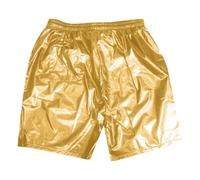 Short en métal brillant pour homme - Short de fête doré argenté - Effet mer sur un seul côté - Short de bar métallique à paillettes - Short de bain - Short de bain d'été, or, L