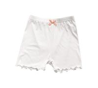 Short en nylon pour filles avec bordure d'oreille - Couleur unie - Nœud décoré - Pantalon d'intérieur - Legging pour filles de 3 à 10 ans - Blanc - 3 à 4 ans