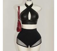 Short en résille noir unicolore, grande taille 0XL,1XL,2XL,3XL,4XL,5XLUnicoloreTissu tricoté