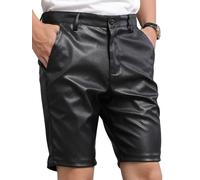 Short en Simili Cuir pour Hommes Leggings Sexy Effet Vinyle Fermeture éclair Punk entraînement sous-vêtement Short en Cuir Clubwear