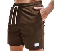 Short en velours côtelé pour homme - Bermuda d'été - Short de loisirs - Léger - Couleur unie - Short de plage ample - Short cargo - Couleur unie - Vintage - Short de sport - Short de course, Café - D