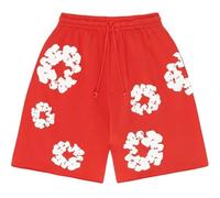 Short Enfant Garçon Ete Baggy Fille de Sport Short Garcon Fleur Imprimé Coton Léger Running Bermudas avec Poches, Style Y2K Hip Hop Streetwear pour Plage et Sport Loisir