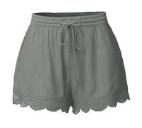 Short Ete Élégant Et Chic Short Ete Ourlet Froncé en Dentelle Court Short Bermuda Couleur Unie Pantalons Court Taille Haute Sport Pants Grandes Tailles Shorts De Plage AVCE Cordon Pas Cher