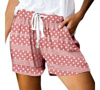 Short été Femme avec Ceinture éLastique, Short Sport Femme à Jambes Larges Grande Taille Imprimé Pantalon Court avec Poches Shorts Bermuda Baggy DéContracté Polyvalent Pyjamashort De Plage Quotidien
