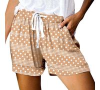 Short été Femme avec Ceinture éLastique, Short Sport Femme à Jambes Larges Grande Taille Imprimé Pantalon Court avec Poches Shorts Bermuda Baggy DéContracté Polyvalent Pyjamashort De Plage Quotidien