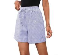 Short Été pour Femme Taille Haute à Jambes Larges avec - Short Décontracté Respirant pour Plage Vacances Sport 5 Pouces