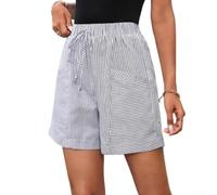Short Été pour Femme Taille Haute à Jambes Larges avec - Short Décontracté Respirant pour Plage Vacances Sport 5 Pouces