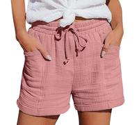 Short Femme,Bermuda Femme,Leggings Lin Sport été Chic Large Fluide Shorts, Shorts et Grande Taille Élastique avec Poches Casual Randonnée Jogging Pantalon Court