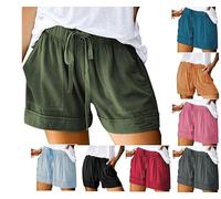 Short Femme Coton Ete Grande Taille Gaine Ventre Plat Shorts Et Bermudas Fluide Pantalon Taille Elastique De Travail Cargo Décontractés Pantacourt Fille Coupe Ample avec Poches Cycliste Jogging Yoga